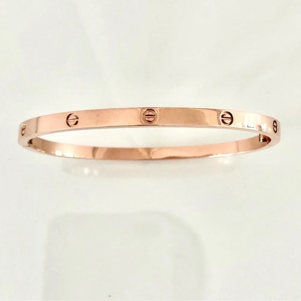 Generic Small Model Screw Cuff Bangle Bracelet with Screwdriver in Rose Gold